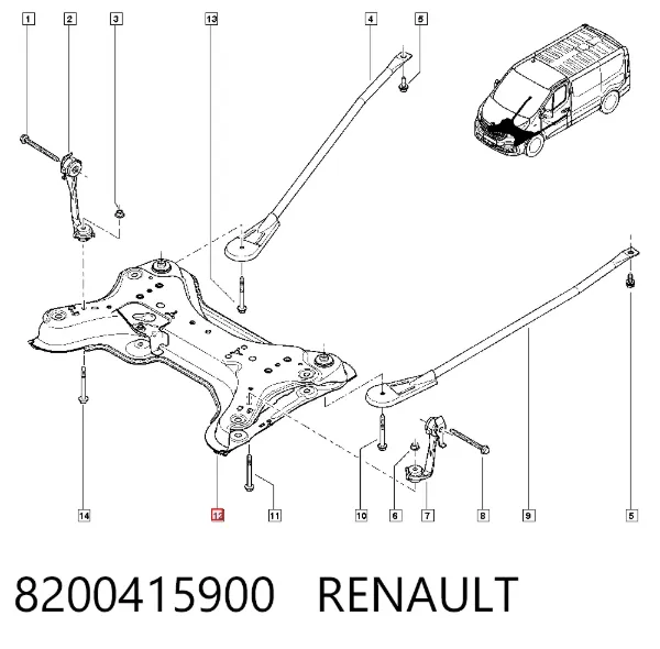 Viga de suspensão dianteira (plataforma veicular) 8200415900 Renault (RVI)
