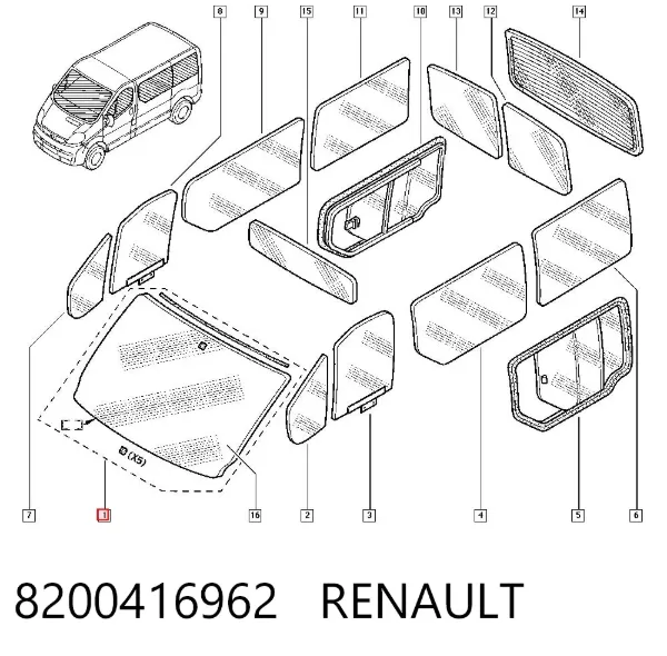 Pára-brisas 8200416962 Renault (RVI)