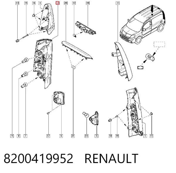 Lanterna traseira direita 8200419952 Renault (RVI)
