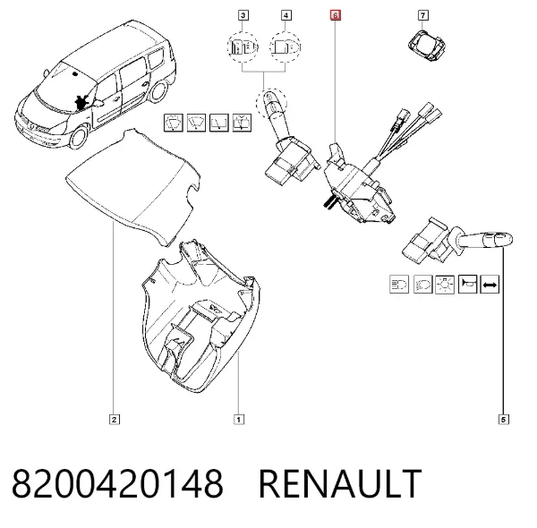 Anel AIRBAG de contato, cabo plano do volante 8200420148 Renault (RVI)