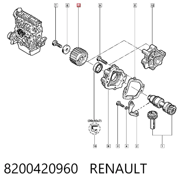 Rolo parasita da correia do mecanismo de distribuição de gás 8200420960 Renault (RVI)