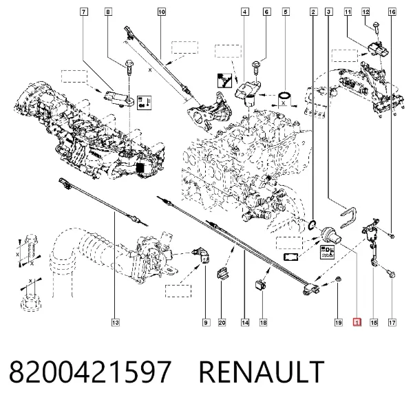 Sensor de temperatura do fluido de esfriamento 8200421597 Renault (RVI)