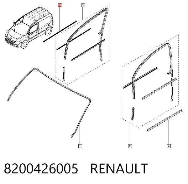Compactador externo de vidro da porta dianteira esquerda (chapa) 8200426005 Renault (RVI)
