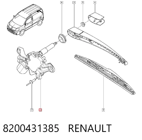 Motor de limpador pára-brisas de vidro traseiro 8200431385 Renault (RVI)