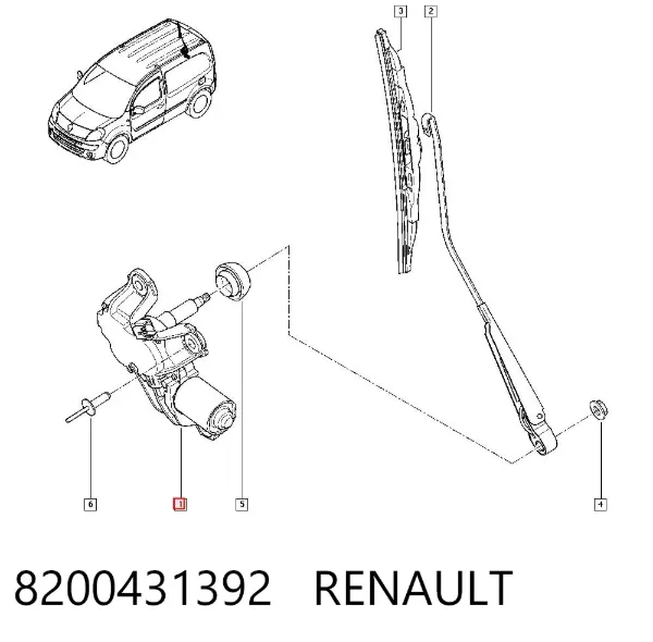 Motor de limpador pára-brisas de vidro traseiro 8200431392 Renault (RVI)