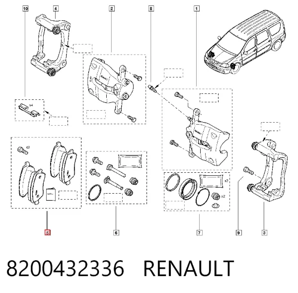 Sapatas do freio dianteiras de disco 8200432336 Renault (RVI)