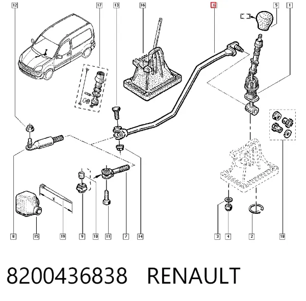 Barra de ligação da Caixa Automática de Mudança 8200436838 Renault (RVI)