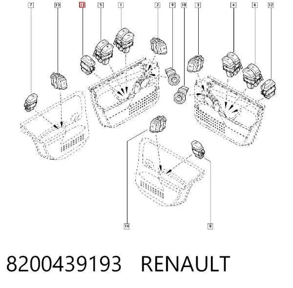Botão de bloqueio de portas 8200439193 Renault (RVI)