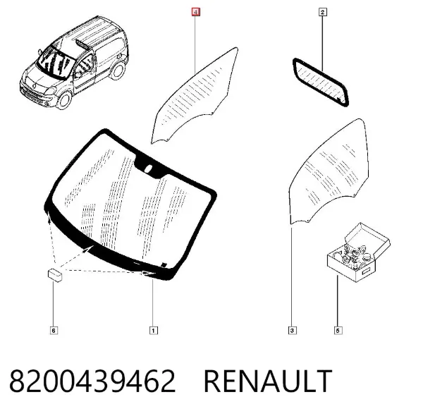 Vidro da porta dianteira direita 8200439462 Renault (RVI)