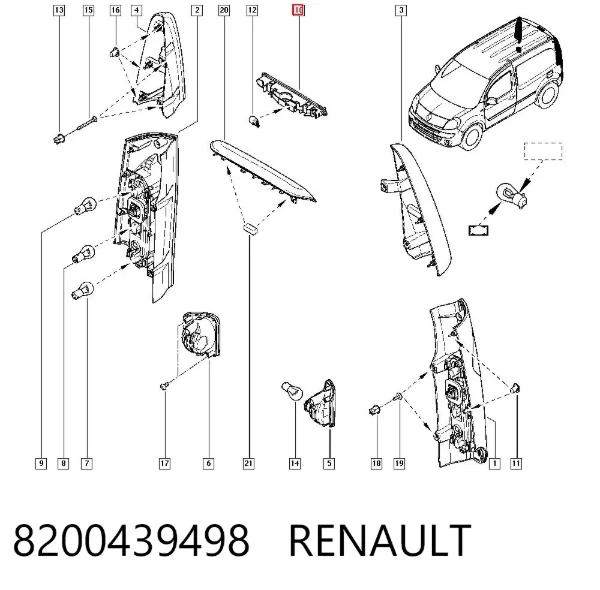 Lanterna traseira central 8200439498 Renault (RVI)