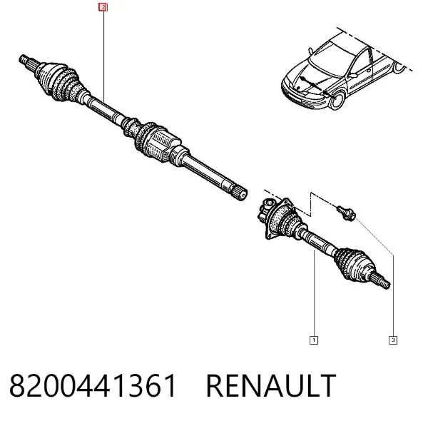 Semieixo (acionador) dianteiro direito 8200441361 Renault (RVI)