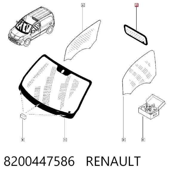 Vidro de cabina traseiro 8200447586 Renault (RVI)