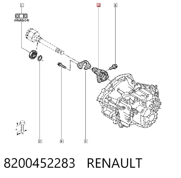 Suporte de rolamento suspenso do semieixo dianteiro 8200452283 Renault (RVI)