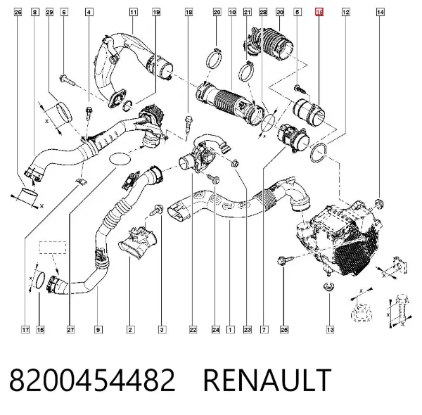Cano derivado de ar, saída de filtro de ar 8200454482 Renault (RVI)