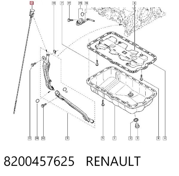 Sonda (indicador) do nível de óleo no motor 8200457625 Renault (RVI)
