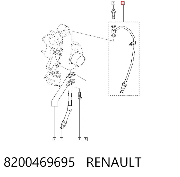 Tubo (mangueira) de fornecimento de óleo de turbina 8200469695 Renault (RVI)