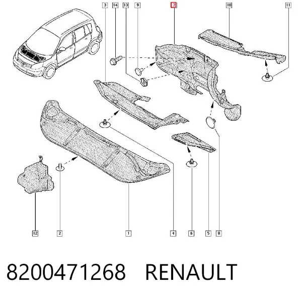 Isolamento contra o ruído do painel de motores 8200471268 Renault (RVI)