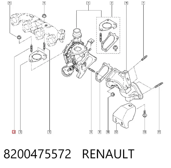 Prego de tubo coletor de escape 8200475572 Renault (RVI)