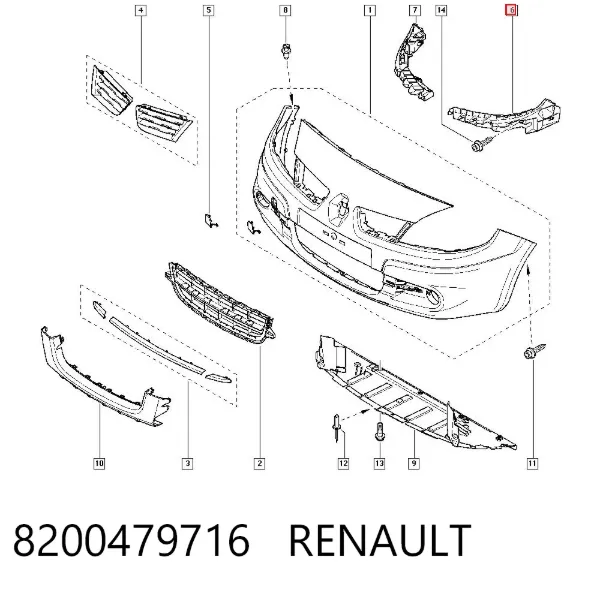 Consola do pára-choque dianteiro esquerdo 8200479716 Renault (RVI)