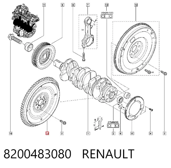 Volante de motor 8200483080 Renault (RVI)