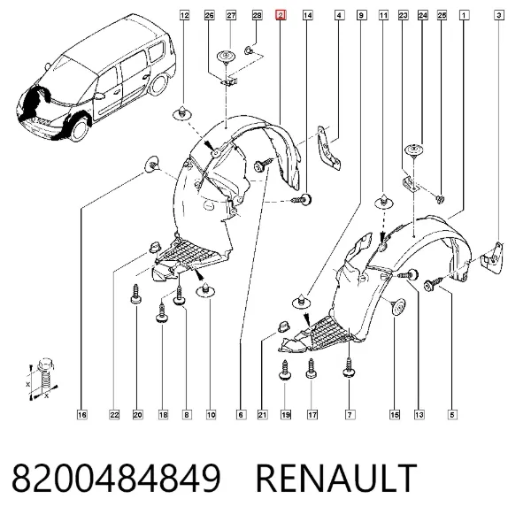 Guarda-barras direito do pára-lama dianteiro 8200484849 Renault (RVI)