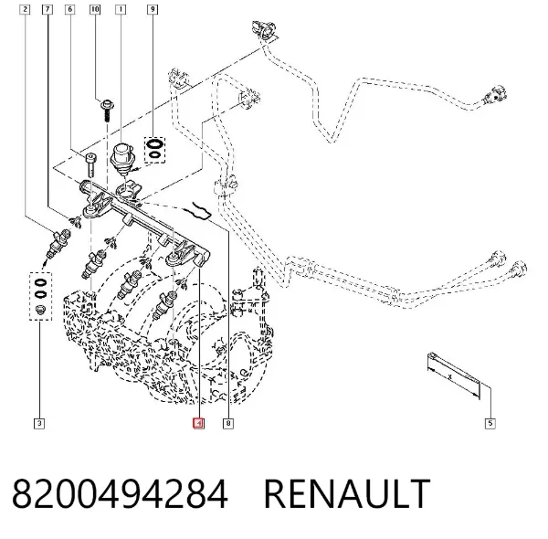 Distribuidor de combustível (rampa) 8200494284 Renault (RVI)
