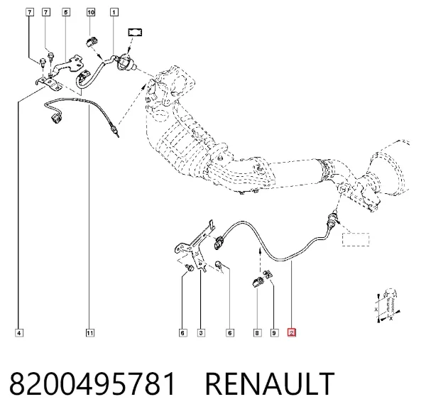 Sonda lambda, sensor de oxigênio depois de catalisador 8200495781 Renault (RVI)