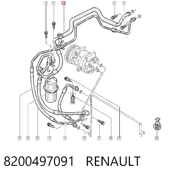 Mangueira de aparelho de ar condicionado, desde o secador até o vaporizador 8200497091 Renault (RVI)