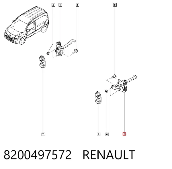 Limitador dianteiro de abertura de porta 8200497572 Renault (RVI)