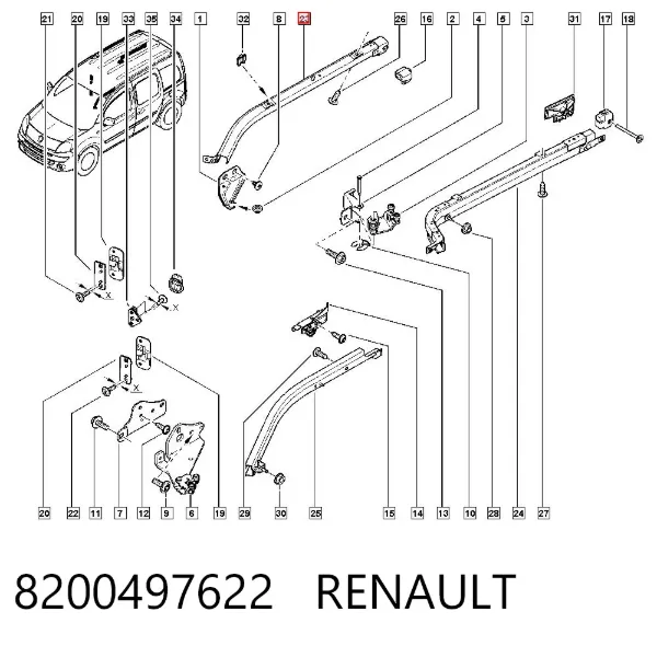 Carril superior direito de guia da porta deslizante 8200497622 Renault (RVI)
