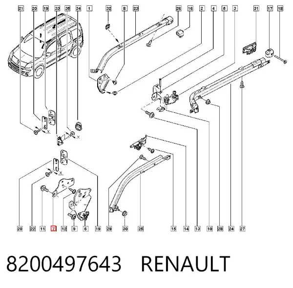 Rolo da porta lateral (deslizante), kit de reparação 8200497643 Renault (RVI)