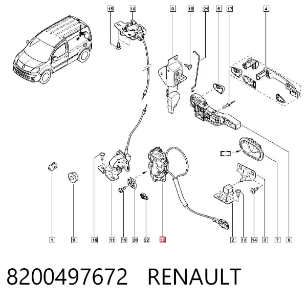 Fecho da porta traseira esquerda batente 8200497672 Renault (RVI)