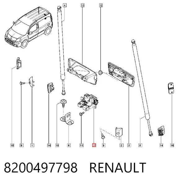 Fecho de tampa de porta-malas (de 3ª/5ª porta traseira) 8200497798 Renault (RVI)