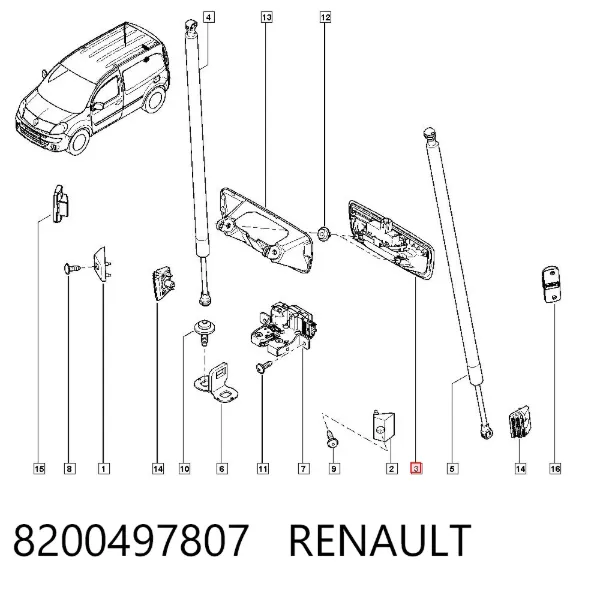 Maçaneta externa da porta traseira 8200497807 Renault (RVI)