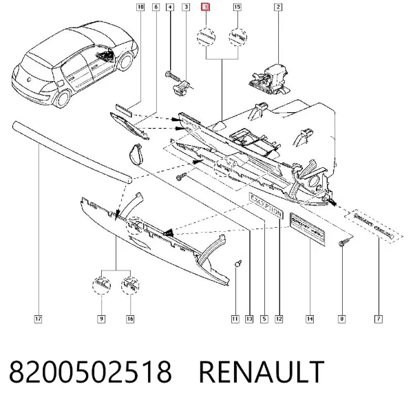Caixa para porta-luvas (porta-luvas) 8200502518 Renault (RVI)