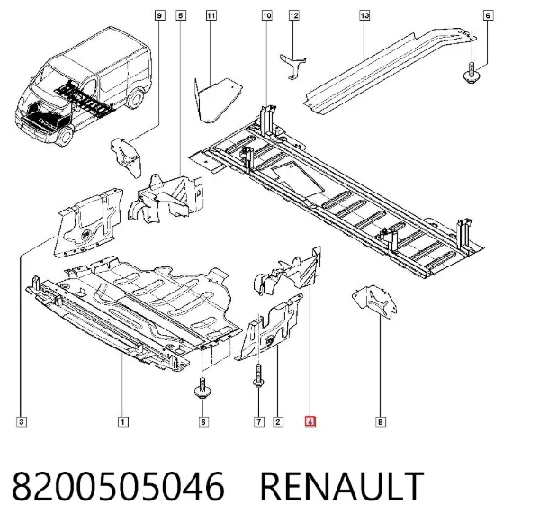 Proteção de motor esquerdo 8200505046 Renault (RVI)