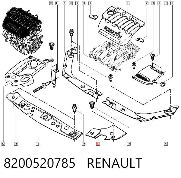 Tampa de motor decorativa Renault LOGAN II