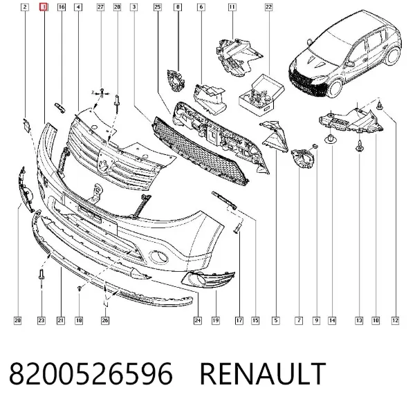 Pára-choque dianteiro 8200526596 Renault (RVI)