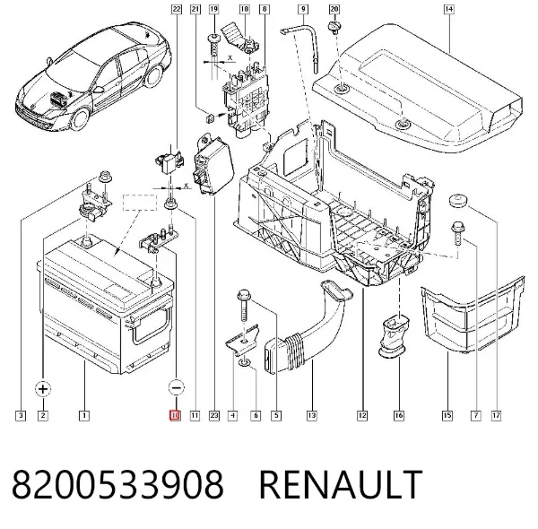 Borne de bateria recarregável (PILHA) 8200533908 Renault (RVI)