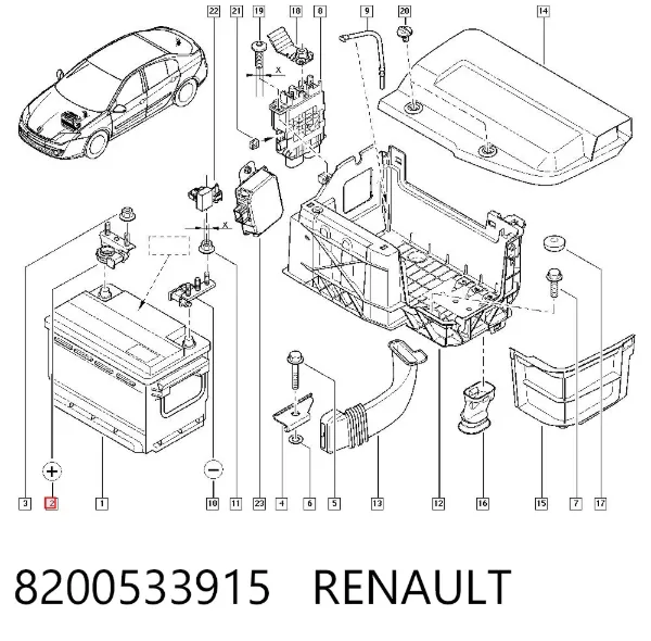 Borne de bateria recarregável (PILHA) 8200533915 Renault (RVI)