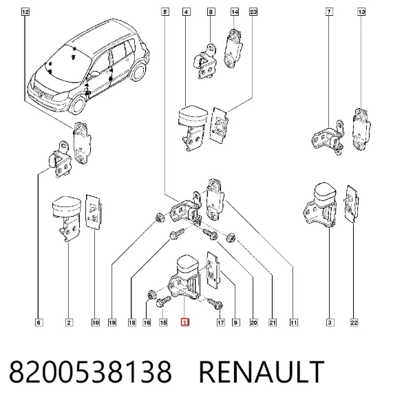 Gozno da porta dianteira esquerda 8200538138 Renault (RVI)