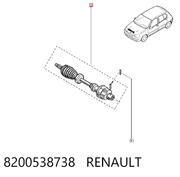 Semieixo (acionador) dianteiro direito 8200538738 Renault (RVI)