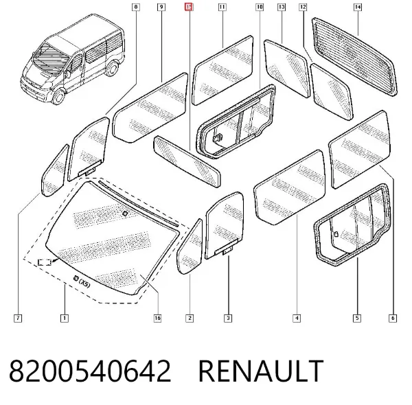 Vidro traseiro 8200540642 Renault (RVI)