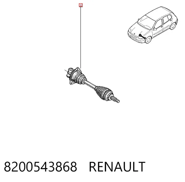 Semieixo (acionador) dianteiro esquerdo 8200543868 Renault (RVI)