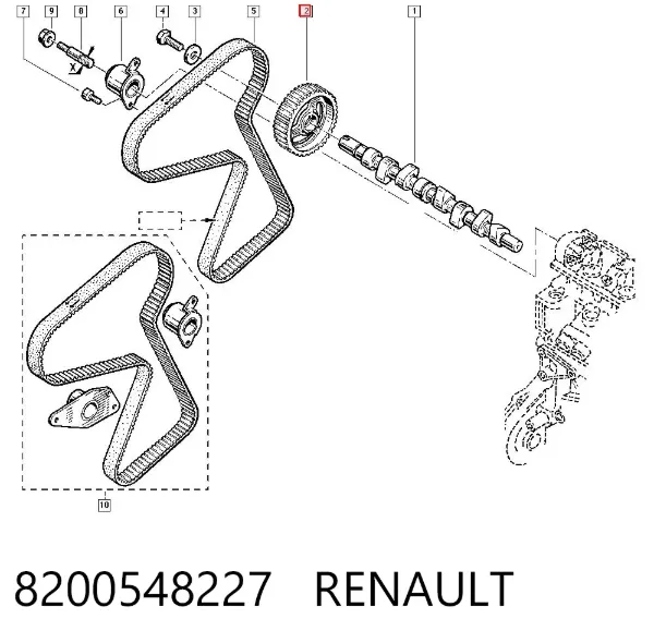 Engrenagem de cadeia da roda dentada da árvore distribuidora de motor 8200548227 Renault (RVI)