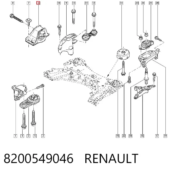 Coxim (suporte) direito de motor 8200549046 Renault (RVI)