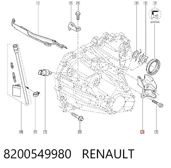Consola de fixação de cabos da Caixa de Mudança 8200549980 Renault (RVI)