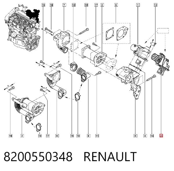 Válvula EGR de recirculação dos gases 8200550348 Renault (RVI)