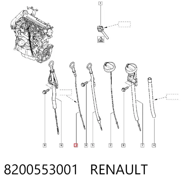 Sonda (indicador) do nível de óleo no motor 8200553001 Renault (RVI)