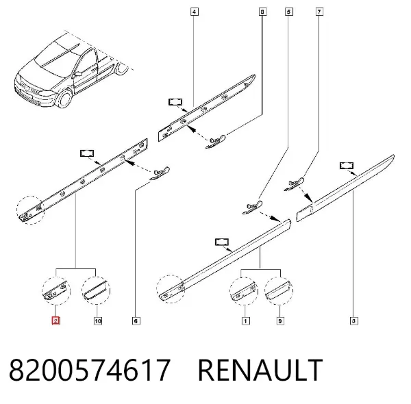 Placa sobreposta da porta dianteira direita 8200574617 Renault (RVI)